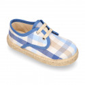 Kids SQUARE Cotton canvas Laces up shoes Espadrille style design.