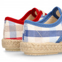 Kids SQUARE Cotton canvas Laces up shoes Espadrille style design.