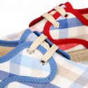 Kids SQUARE Cotton canvas Laces up shoes Espadrille style design.