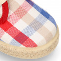 Kids SQUARE Cotton canvas Laces up shoes Espadrille style design.