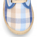 Kids SQUARE Cotton canvas Laces up shoes Espadrille style design.