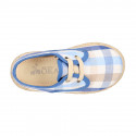 Kids SQUARE Cotton canvas Laces up shoes Espadrille style design.