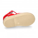 RED VICHY Cotton Canvas Girl espadrille shoes with buckle fastening.