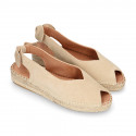 Suede leather Women BALLET FLATS espadrilles shoes style with bow design.