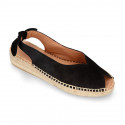 Suede leather Women BALLET FLATS espadrilles shoes style with bow design.