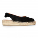 Suede leather Women BALLET FLATS espadrilles shoes style with bow design.