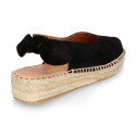 Suede leather Women BALLET FLATS espadrilles shoes style with bow design.