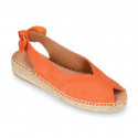 Suede leather Women BALLET FLATS espadrilles shoes style with bow design.