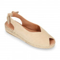 Suede leather Women BALLET FLATS espadrilles shoes style with bow design.