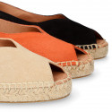 Suede leather Women BALLET FLATS espadrilles shoes style with bow design.