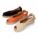 Suede leather Women BALLET FLATS espadrilles shoes style with bow design.