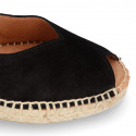 Suede leather Women BALLET FLATS espadrilles shoes style with bow design.