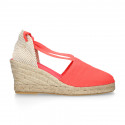 CORAL Cotton canvas classic Woman wedge espadrilles shoes Valenciana style.