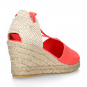 CORAL Cotton canvas classic Woman wedge espadrilles shoes Valenciana style.