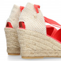 CORAL Cotton canvas classic Woman wedge espadrilles shoes Valenciana style.