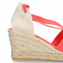 CORAL Cotton canvas classic Woman wedge espadrilles shoes Valenciana style.