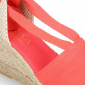 CORAL Cotton canvas classic Woman wedge espadrilles shoes Valenciana style.