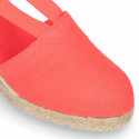 CORAL Cotton canvas classic Woman wedge espadrilles shoes Valenciana style.