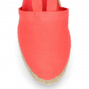 CORAL Cotton canvas classic Woman wedge espadrilles shoes Valenciana style.