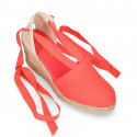 CORAL Cotton canvas classic Woman wedge espadrilles shoes Valenciana style.