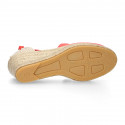 CORAL Cotton canvas classic Woman wedge espadrilles shoes Valenciana style.