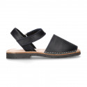 SOFT leather Kids Menorquina sandals with hook and loop strap in basic colors.