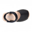 SOFT leather Kids Menorquina sandals with hook and loop strap in basic colors.