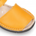 SOFT leather Kids Menorquina sandals with hook and loop strap in seasonal colors.