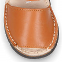 SOFT leather Kids Menorquina sandals with hook and loop strap in seasonal colors.