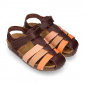 Combined Cowhide leather Kids sandals BIO style.