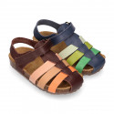 Combined Cowhide leather Kids sandals BIO style.