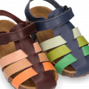 Combined Cowhide leather Kids sandals BIO style.