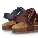 Combined Cowhide leather Kids sandals BIO style.