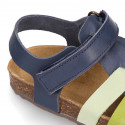 Combined Cowhide leather Kids sandals BIO style.