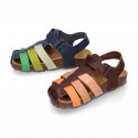 Combined Cowhide leather Kids sandals BIO style.