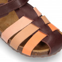 Combined Cowhide leather Kids sandals BIO style.