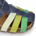 Combined Cowhide leather Kids sandals BIO style.