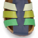 Combined Cowhide leather Kids sandals BIO style.