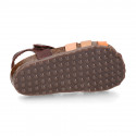 Combined Cowhide leather Kids sandals BIO style.