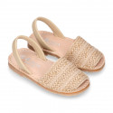 SOFT BRAIDED NAPPA leather Girl Menorquina sandals with rear strap.