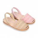 SOFT BRAIDED NAPPA leather Girl Menorquina sandals with rear strap.