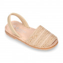 SOFT BRAIDED NAPPA leather Girl Menorquina sandals with rear strap.