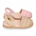 SOFT BRAIDED NAPPA leather Girl Menorquina sandals with rear strap.