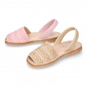 SOFT BRAIDED NAPPA leather Girl Menorquina sandals with rear strap.