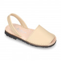 SOFT NAPPA leather Kids Menorquina sandals with rear strap in basic colors.