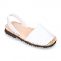 SOFT NAPPA leather Kids Menorquina sandals with rear strap in basic colors.