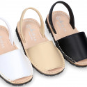 SOFT NAPPA leather Kids Menorquina sandals with rear strap in basic colors.