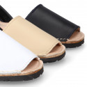 SOFT NAPPA leather Kids Menorquina sandals with rear strap in basic colors.