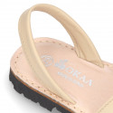 SOFT NAPPA leather Kids Menorquina sandals with rear strap in basic colors.