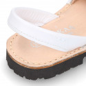 SOFT NAPPA leather Kids Menorquina sandals with rear strap in basic colors.